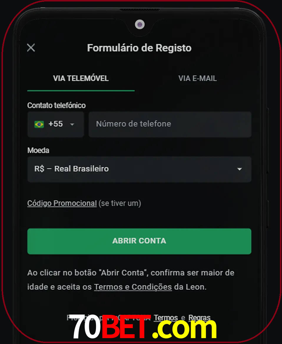 Abra o aplicativo e inicie o processo de registro.